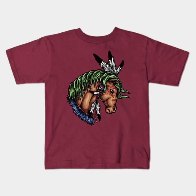 horse head ornament Kids T-Shirt by Mako Design 